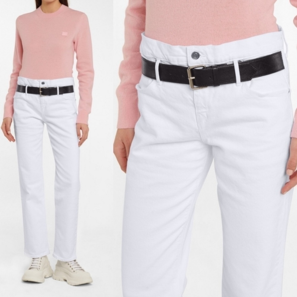 RTA Jeans Dexter Belted Boyfriend High Rise Straight Leg Pants White Denim Y2K M - Picture 5 of 15